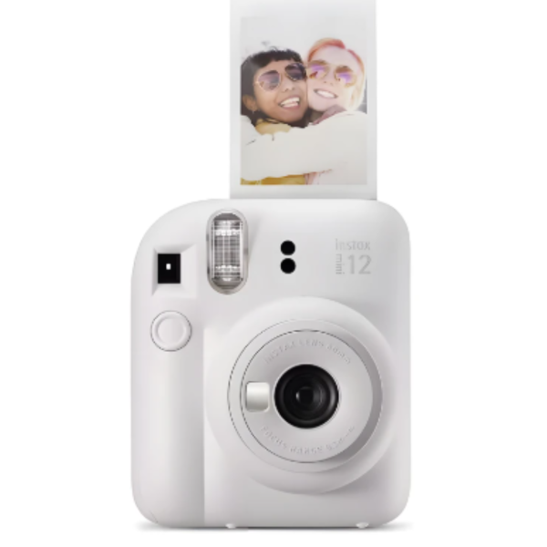 دوربین چاپ سریع فوجی فیلم مدل Instax Mini 12، محدوده دیافراگم f/12.7، قابلیت خاموش شدن خودکار پس از 5 دقیقه، وزن 306 گرم