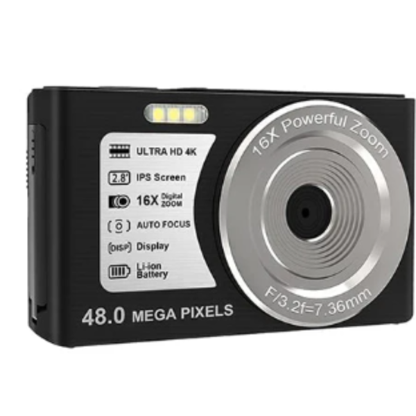 دوربین مدل 4K 48MP 16X، حسگر CMOS با دقت 48 مگاپیکسل، فیلم‌برداری با رزولوشن 4K، همراه با لنز 23 میلی‌متری، دارای لرزشگیر تصویر، فوکوس خودکار، زوم اپتیکال در حین فیلمبرداری، تکنولوژی تشخیص چهره و لبخند، خروجی USB، میکروفون و اسپیکر داخلی، وزن 210 گرم